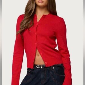 Women's Red Cardigan Sweater